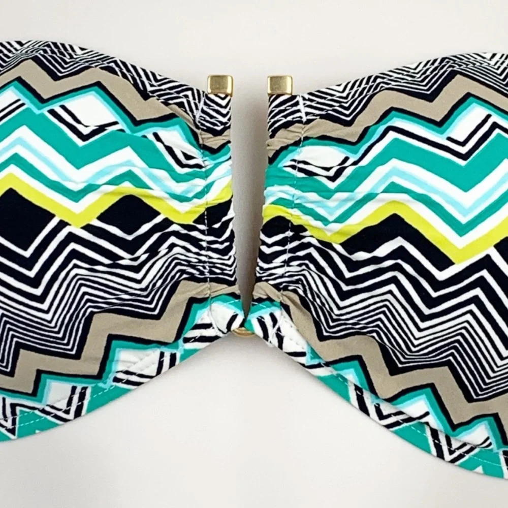 La Blanca Emerald Sahara Chevron Bandeau Bikini Top with Removable Strap - Picture 4 of 10